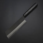Nakiri Cobalt Stainless HRC62 Kurouchi Damascus Buffalo Ebony Handle 165mm (6.5”)-[Musashi]-[Japanese-Kitchen-Knives]