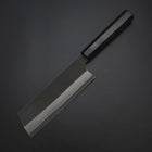 Nakiri Cobalt Stainless HRC62 Kurouchi Damascus Buffalo Ebony Handle 165mm-[Musashi]-[Japanese-Kitchen-Knives]