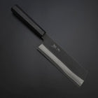 Nakiri Cobalt Stainless HRC62 Kurouchi Damascus Buffalo Ebony Handle 165mm-[Musashi]-[Japanese-Kitchen-Knives]