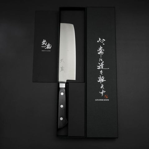 Nakiri Molybdenum Polished Western Black Handle 160mm-[Musashi]-[Japanese-Kitchen-Knives]