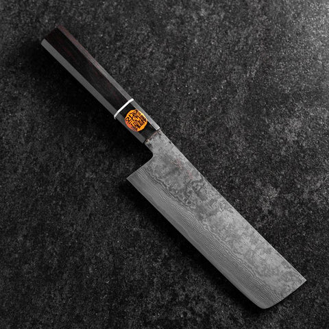 Nakiri SG-2 Black Damascus Buffalo Ebony Handle 165mm with Wooden box (6.5”)-[Musashi]-[Japanese-Kitchen-Knives]