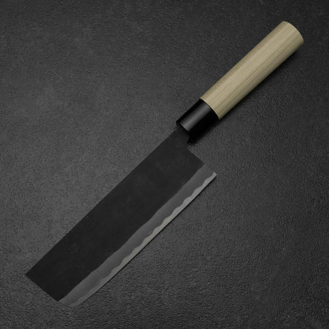 Nakiri SK Steel Kurouchi Kurigata Magnolia Handle 170mm-[Musashi]-[Japanese-Kitchen-Knives]