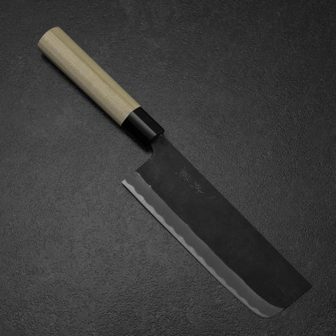 Nakiri SK Steel Kurouchi Kurigata Magnolia Handle 170mm-[Musashi]-[Japanese-Kitchen-Knives]