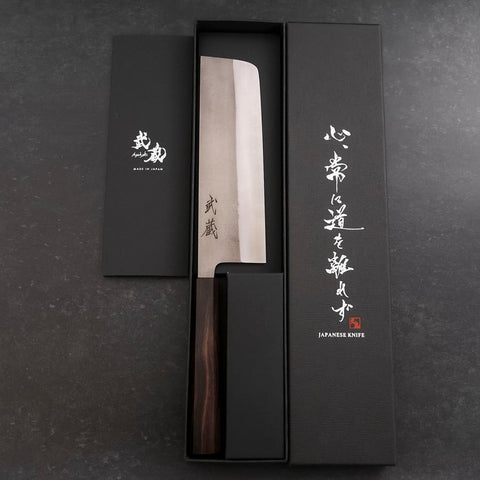 Nakiri SKD11 Nashiji Ebony Handle 165mm (6.5”)-[Musashi]-[Japanese-Kitchen-Knives]