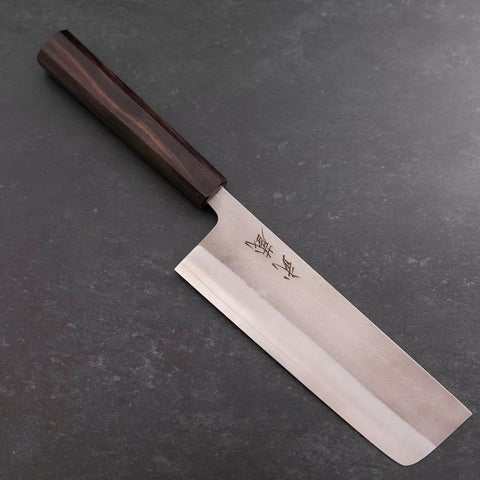 Nakiri SKD11 Nashiji Ebony Handle 165mm (6.5”)-[Musashi]-[Japanese-Kitchen-Knives]