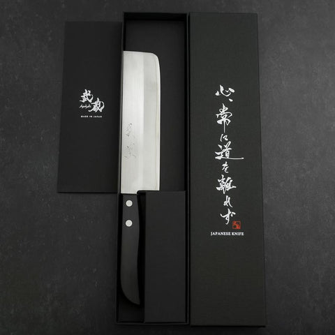 Nakiri SKD12 Polished Western Black Handle 165mm (6.5”)-[Musashi]-[Japanese-Kitchen-Knives]