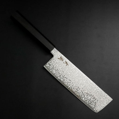 Nakiri SLD Black Damascus Ebony Handle 170mm (6.7”)-[Musashi]-[Japanese-Kitchen-Knives]