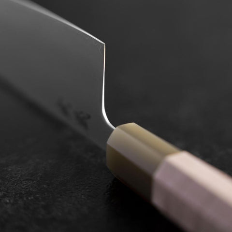 Nakiri SLD Mirror Buffalo Light Pink Maple Handle 170mm-[Musashi]-[Japanese-Kitchen-Knives]