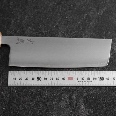 Nakiri SLD Mirror Buffalo Light Pink Maple Handle 170mm-[Musashi]-[Japanese-Kitchen-Knives]