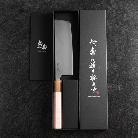 Nakiri SLD Mirror Buffalo Light Pink Maple Handle 170mm-[Musashi]-[Japanese-Kitchen-Knives]
