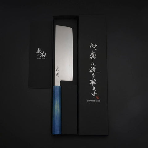 Nakiri SLD Mirror Shoreline Handle 170mm (6.7”)-[Musashi]-[Japanese-Kitchen-Knives]