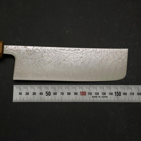 Nakiri SLD Wave Nickel Damascus Yaki Urushi Handle 165mm (6.5”)-[Musashi]-[Japanese-Kitchen-Knives]
