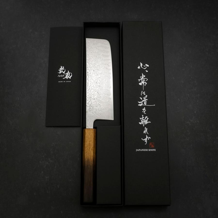 三徳 SLD 浪 ニッケルダマスカス 焼漆柄 165mm – MUSASHI