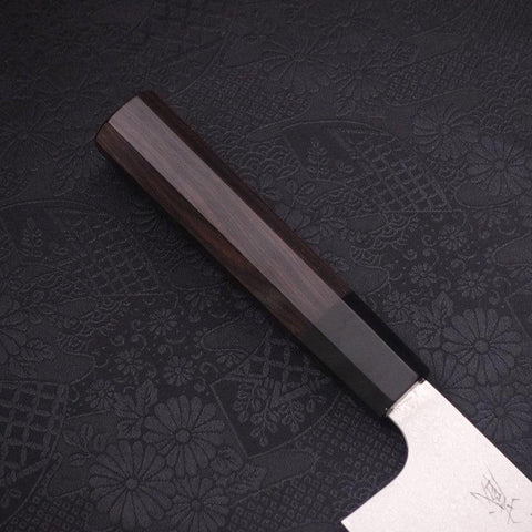 Nakiri Silver Steel #3 Damascus Buffalo Ebony Handle 165mm (6.5”)-[Musashi]-[Japanese-Kitchen-Knives]