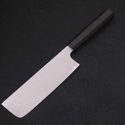 Nakiri Silver Steel #3 Damascus Buffalo Ebony Handle 165mm-Silver steel #3-Damascus-Japanese Handle-[Musashi]-[Japanese-Kitchen-Knives]
