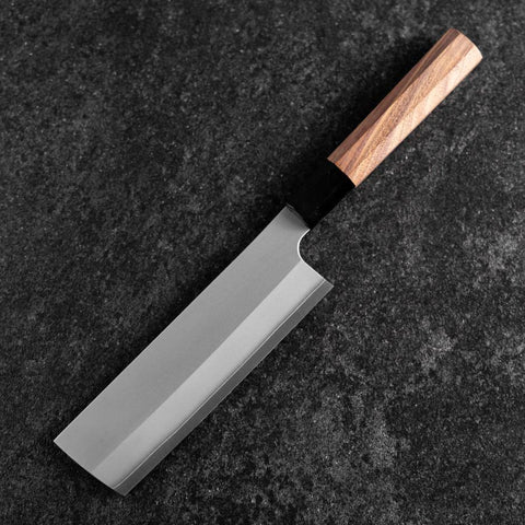 Nakiri Silver Steel #3 Kasumi Buffalo Walnut Handle 165mm-[Musashi]-[Japanese-Kitchen-Knives]