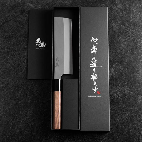 Nakiri Silver Steel #3 Kasumi Buffalo Walnut Handle 165mm-[Musashi]-[Japanese-Kitchen-Knives]