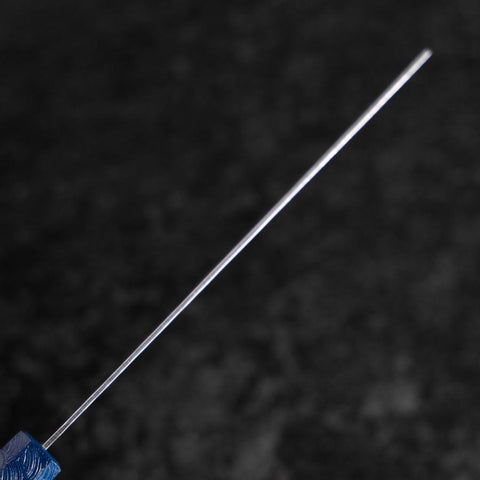 Nakiri Silver Steel #3 Nashiji Mirror Damascus Blue Urushi Handle 165mm (6.5”)-[Musashi]-[Japanese-Kitchen-Knives]