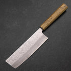 Nakiri Silver Steel #3 Nashiji Olive Handle 165mm (6.5”)-[Musashi]-[Japanese-Kitchen-Knives]