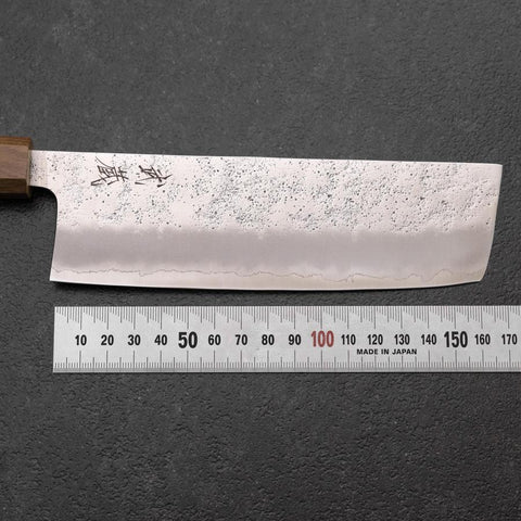 Nakiri Silver Steel #3 Nashiji Olive Handle 165mm (6.5”)-[Musashi]-[Japanese-Kitchen-Knives]