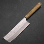 Nakiri Silver Steel #3 Nashiji Olive Handle 165mm-[Musashi]-[Japanese-Kitchen-Knives]