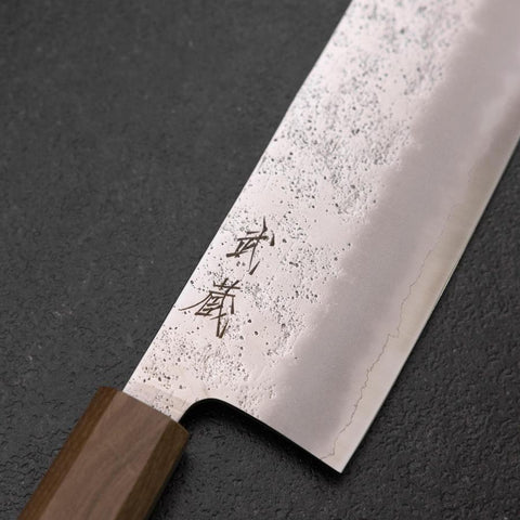 Nakiri Silver Steel #3 Nashiji Olive Handle 165mm-[Musashi]-[Japanese-Kitchen-Knives]