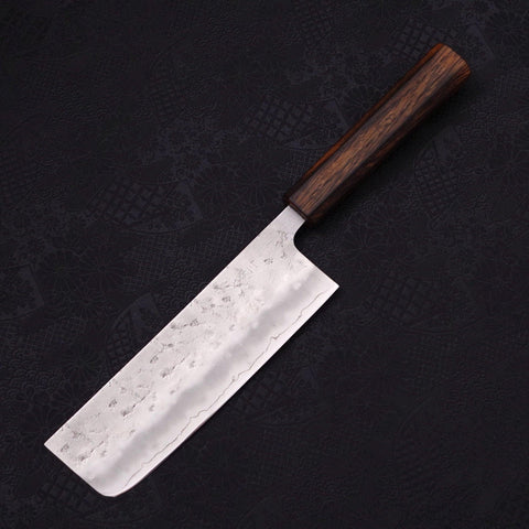 Nakiri Silver Steel #3 Nashiji Sumi Urushi Handle 165mm (6.5”)-[Musashi]-[Japanese-Kitchen-Knives]