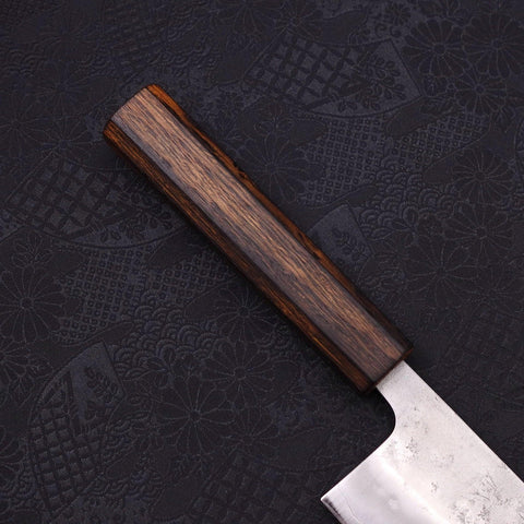 Nakiri Silver Steel #3 Nashiji Sumi Urushi Handle 165mm (6.5”)-[Musashi]-[Japanese-Kitchen-Knives]