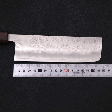 Nakiri Silver Steel #3 Nashiji Sumi Urushi Handle 165mm (6.5”)-[Musashi]-[Japanese-Kitchen-Knives]