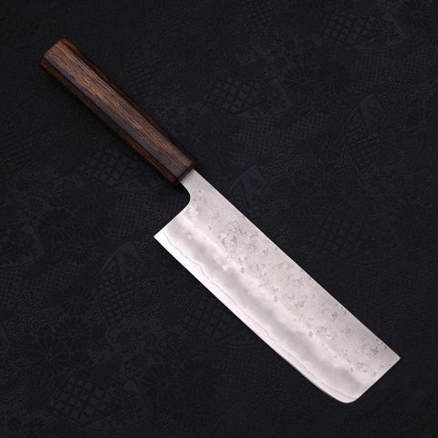 Nakiri Silver Steel #3 Nashiji Sumi Urushi Handle 165mm (6.5”)-[Musashi]-[Japanese-Kitchen-Knives]