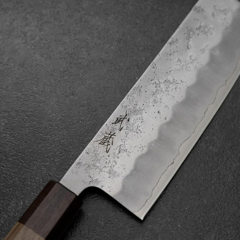 Nakiri Silver Steel #3 Nashiji Walnut Handle 165mm (6.5”)-[Musashi]-[Japanese-Kitchen-Knives]