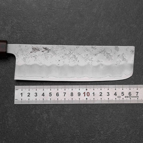Nakiri Silver Steel #3 Nashiji Walnut Handle 165mm (6.5”)-[Musashi]-[Japanese-Kitchen-Knives]