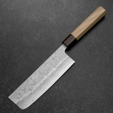 Nakiri Silver Steel #3 Nashiji Walnut Handle 165mm-[Musashi]-[Japanese-Kitchen-Knives]