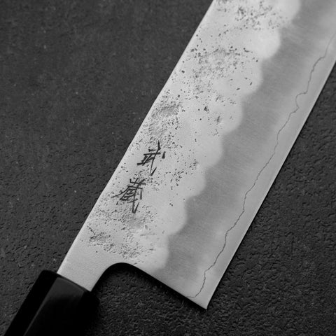 Nakiri Silver Steel #3 Nashiji Washi Buffalo Bubinga Handle 165mm-[Musashi]-[Japanese-Kitchen-Knives]