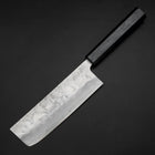 Nakiri Silver Steel #3 Nashiji Washi Dark Blue Urushi Handle 165mm (6.5”)-[Musashi]-[Japanese-Kitchen-Knives]
