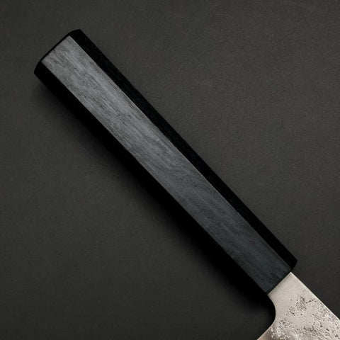 Nakiri Silver Steel #3 Nashiji Washi Dark Blue Urushi Handle 165mm-[Musashi]-[Japanese-Kitchen-Knives]