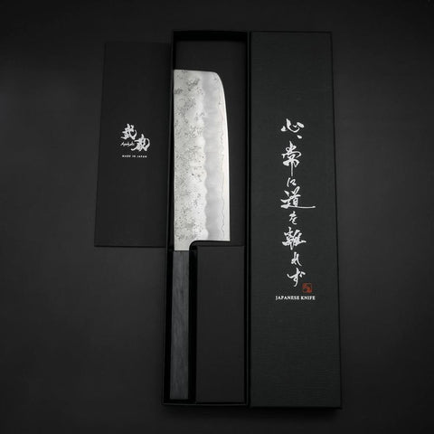 Nakiri Silver Steel #3 Nashiji Washi Dark Blue Urushi Handle 165mm-[Musashi]-[Japanese-Kitchen-Knives]