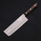 Nakiri Silver Steel #3 Nashiji Western Brown Handle 165mm (6.5”)-[Musashi]-[Japanese-Kitchen-Knives]