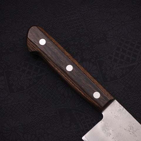 Nakiri Silver Steel #3 Nashiji Western Brown Handle 165mm (6.5”)-[Musashi]-[Japanese-Kitchen-Knives]