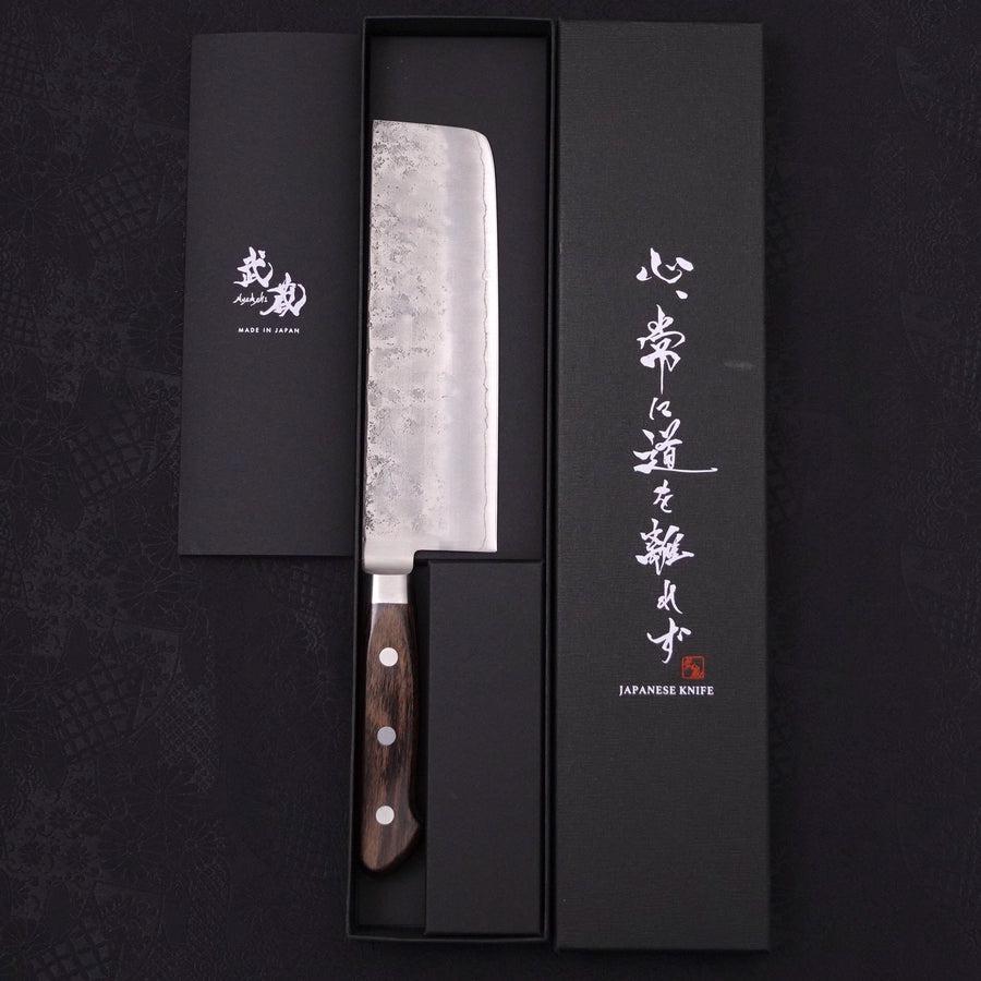 Nakiri Silver Steel #3 Nashiji Western Handle 165mm-Silver steel #3-Nashiji-Western Handle-[Musashi]-[Japanese-Kitchen-Knives]
