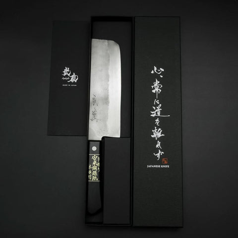 Nakiri Silver Steel #3 Nashiji Western Handle 170mm (6.7”)-[Musashi]-[Japanese-Kitchen-Knives]