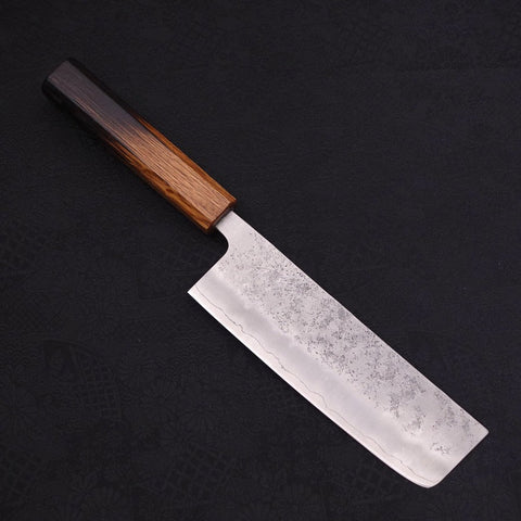Nakiri Silver Steel #3 Nashiji Yaki Urushi Handle 165mm (6.5”)-[Musashi]-[Japanese-Kitchen-Knives]