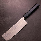 Nakiri Silver Steel #3 Nawame Damascus Dark Blue Urushi Handle 165mm-[Musashi]-[Japanese-Kitchen-Knives]