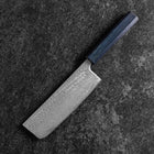 Nakiri Silver Steel #3 Nawame Damascus Dark Blue Urushi Handle 165mm-[Musashi]-[Japanese-Kitchen-Knives]
