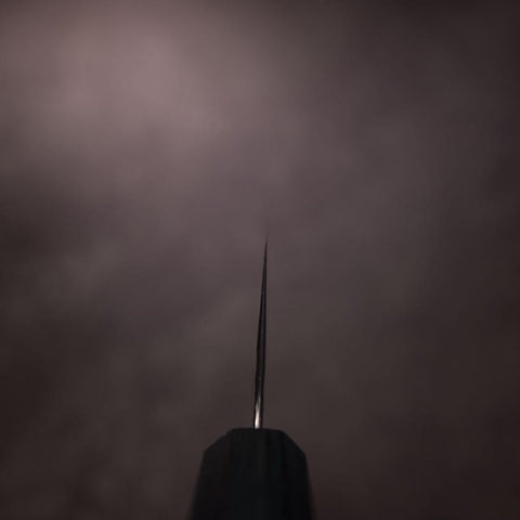 Nakiri Silver Steel #3 Nawame Damascus Dark Blue Urushi Handle 165mm-[Musashi]-[Japanese-Kitchen-Knives]