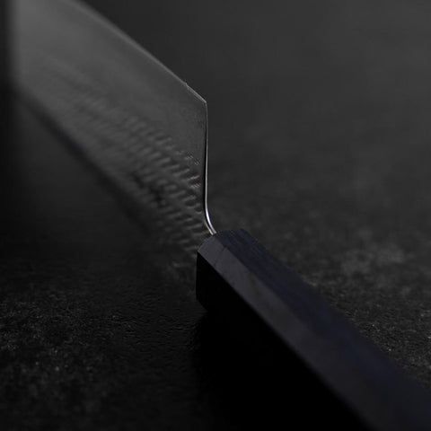 Nakiri Silver Steel #3 Nawame Damascus Dark Blue Urushi Handle 165mm-[Musashi]-[Japanese-Kitchen-Knives]