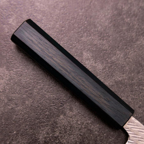 Nakiri Silver Steel #3 Nawame Damascus Dark Blue Urushi Handle 165mm-[Musashi]-[Japanese-Kitchen-Knives]