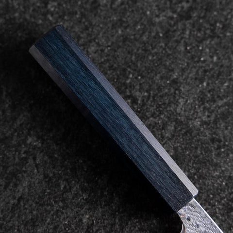 Nakiri Silver Steel #3 Nawame Damascus Dark Blue Urushi Handle 165mm-[Musashi]-[Japanese-Kitchen-Knives]