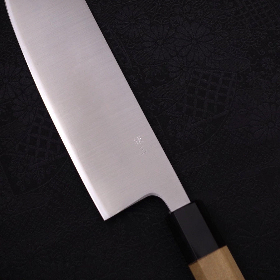 Nakiri Silver Steel #3 Polished Buffalo Magnolia Handle 165mm-Silver steel #3-Polished-Japanese Handle-[Musashi]-[Japanese-Kitchen-Knives]