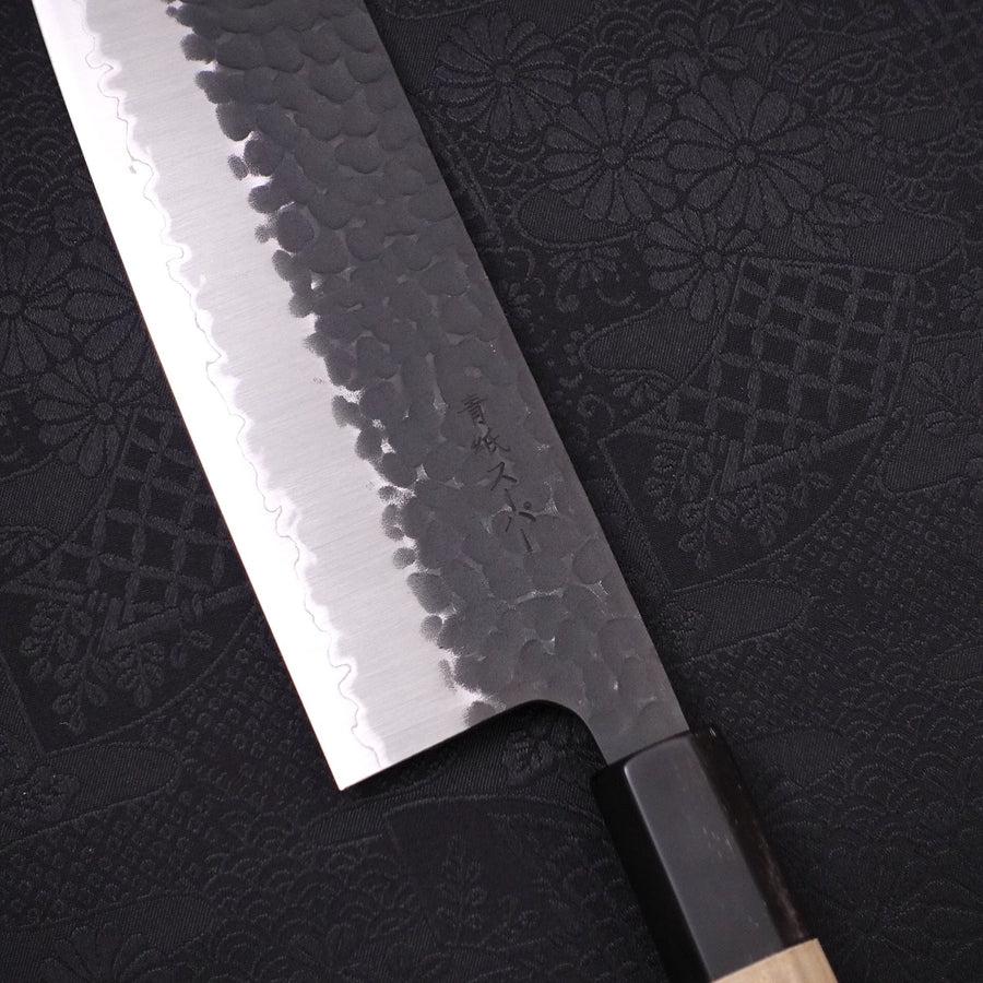 Nakiri Stainless Clad Aogami-Super Kurouchi Tsuchime Buffalo Magnolia Handle 165mm-Aogami Super-Kurouchi-Japanese Handle-[Musashi]-[Japanese-Kitchen-Knives]